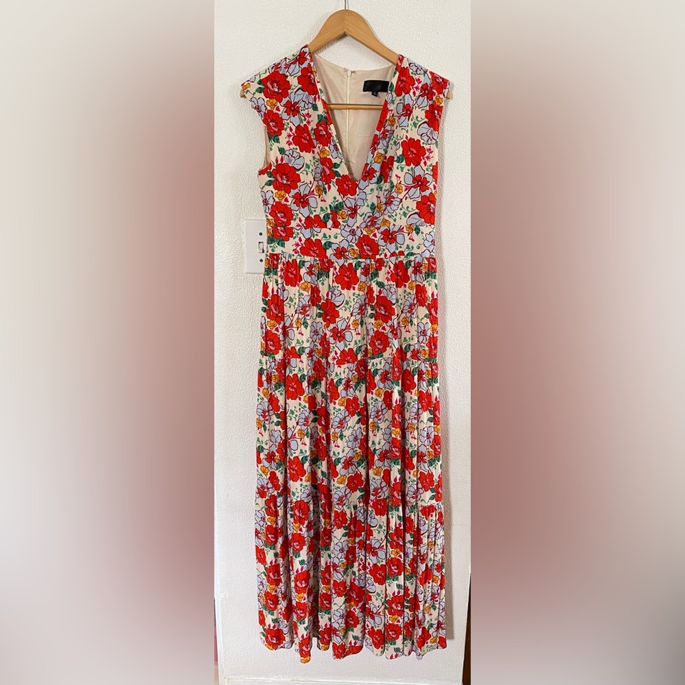 Alexia Admor Summer V-Neck Tiered Maxi Dress (Poppy Floral)